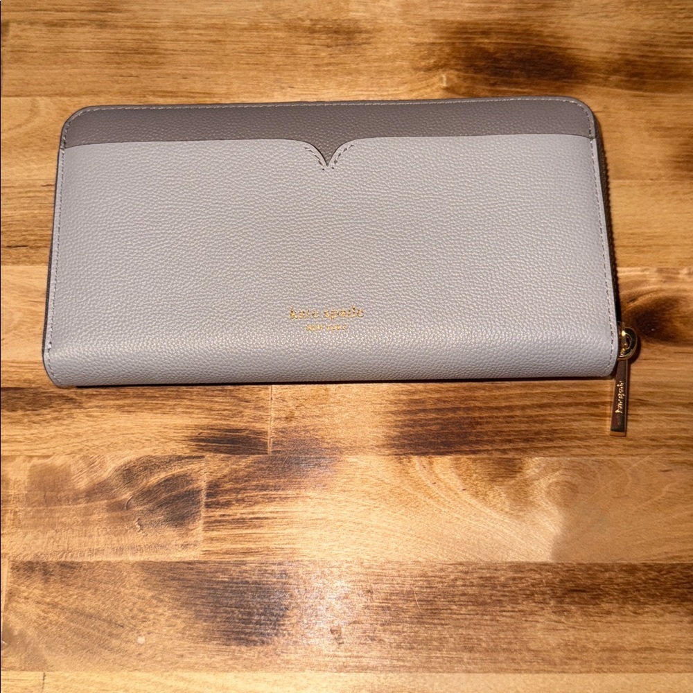 Kate Spade Taupe and Brown Zip Wallet - Picture 7 of 9